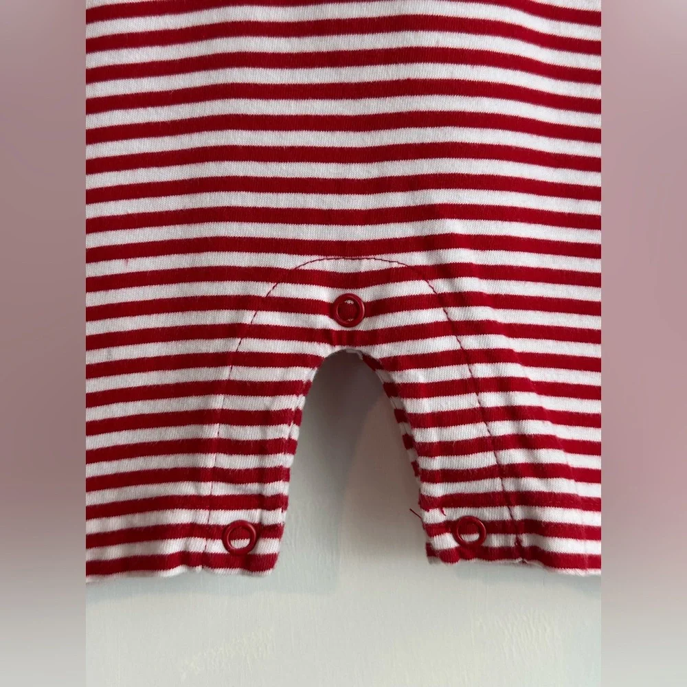 Little English Peter Pan Polo Romper Red and Blue Stripes Size 6 Months